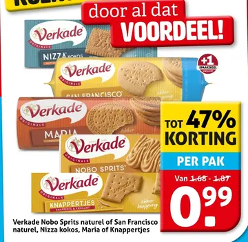 Aanbieding: Verkade Nobo Sprits naturel of San Francisco 