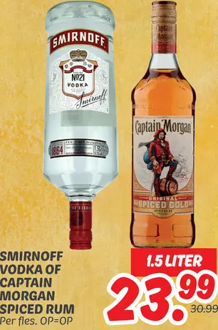 Aanbieding: Smirnoff Vodka or Captain Morgan Spiced Rum