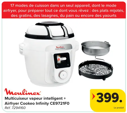 Offre: Multicuiseur vapeur intelligent + Airfryer Cookeo Infinity CE9721F0