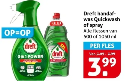 Aanbieding: Dreft handafwas Quickwash of spray