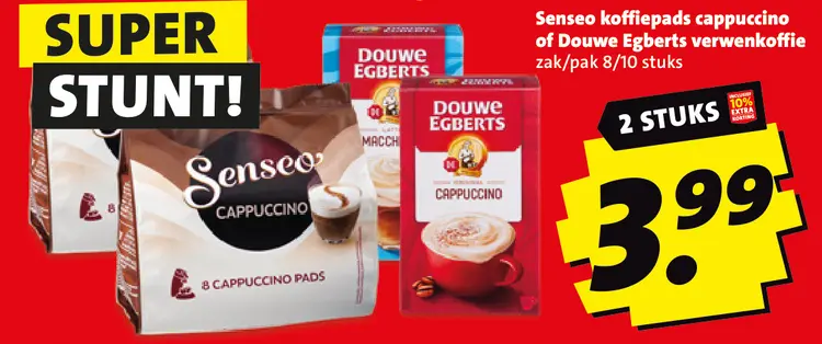 Aanbieding: Koffiepads cappuccino of verwenkoffie