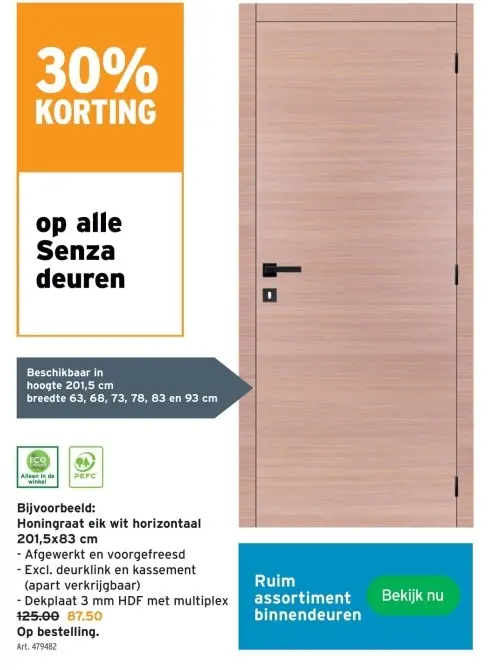 Promotie: Honingraat eik wit horizontaal