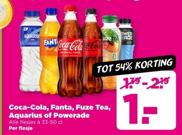 Aanbieding: Coca-Cola, Fanta, Fuze Tea, Aquarius of Powerade