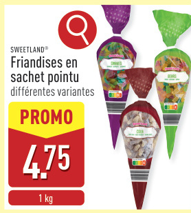 Offre: Friandises en sachet pointu différentes variantes