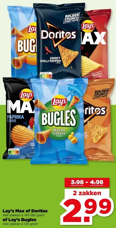 Aanbieding: Lay's Max of Doritos or Lay's Bugles