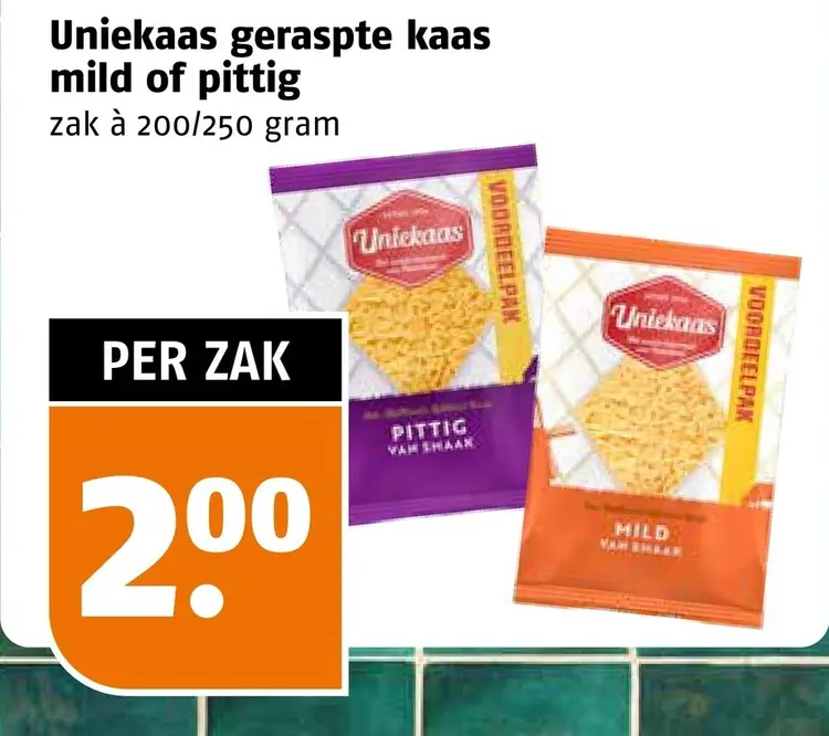 Aanbieding: Geraspte kaas mild of pittig