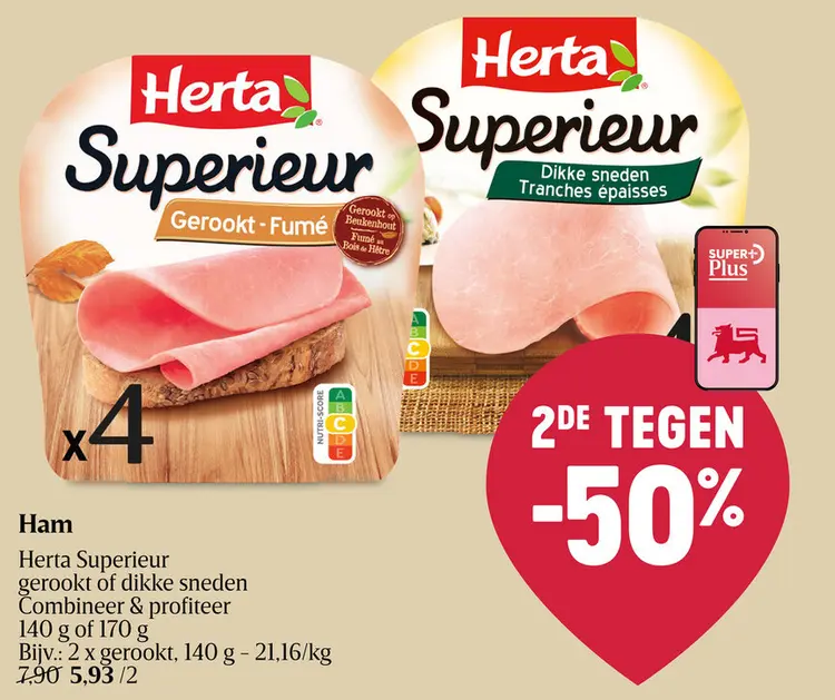 Promotie: Superieur ham | Gerookt | 4 sneden