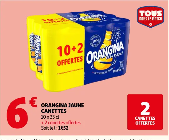 Offre: Orangina jaune canettes