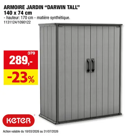 Offre: Keter Darwin armoire de rangement gris