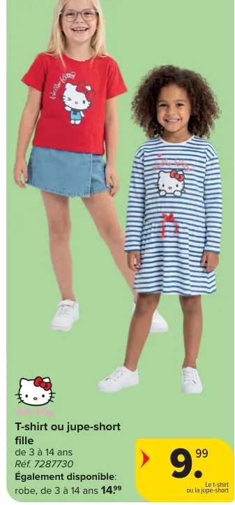 Offre: T-shirt ou jupe-short fille