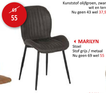 Aanbieding: Stoel Marilyn 58,5x46,5x85cm - stof - grijs