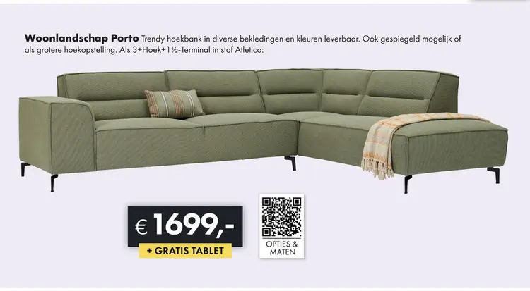 Promotie: Porto hoekbank groen