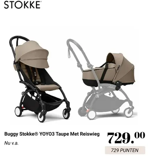 Aanbieding: Buggy YOYO3 Taupe Met Reiswieg