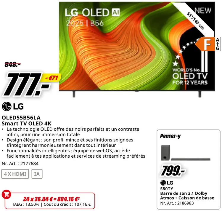 Offre: OLED55B56LA Smart TV OLED 4K