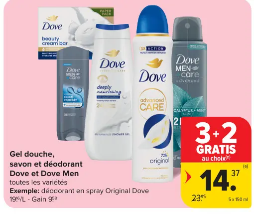 Offre: Gel douche, savon et déodorant