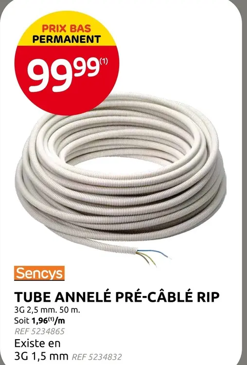 Offre: Tube annelé pré-câblé rip