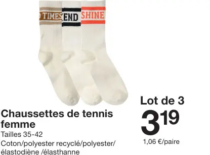 Offre: Chaussettes de tennis femme