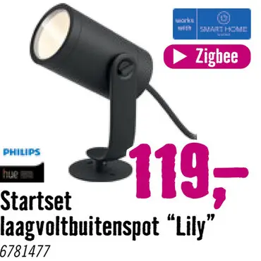 Aanbieding: Hue White and Color Ambiance LED buitenspot Lily zwart 24V (basisset met 1 spot)