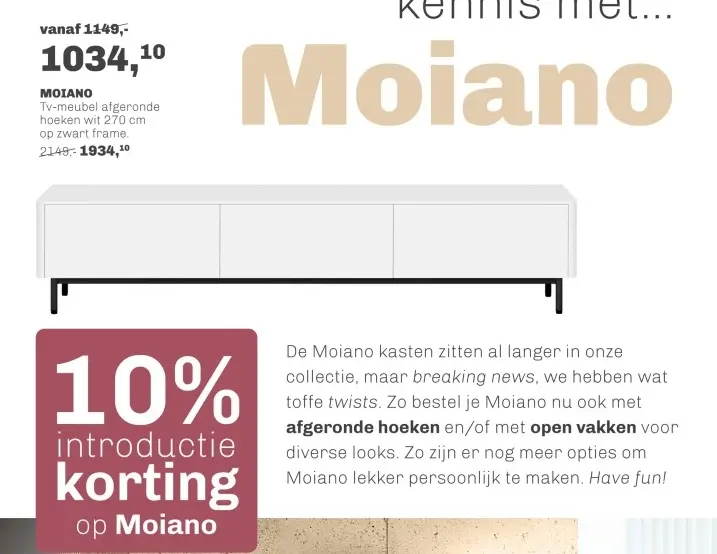 Aanbieding: Tv-meubel afgeronde hoeken wit 270 cm op zwar