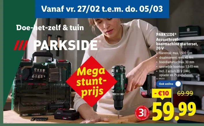 Promotie: Accuschroef-boormachine starterset, 20 V