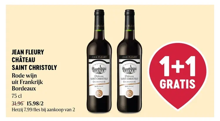 Promotie: Jean Fleury & Château Saint Christoly Rode wijn uit Frankrijk Bordeaux