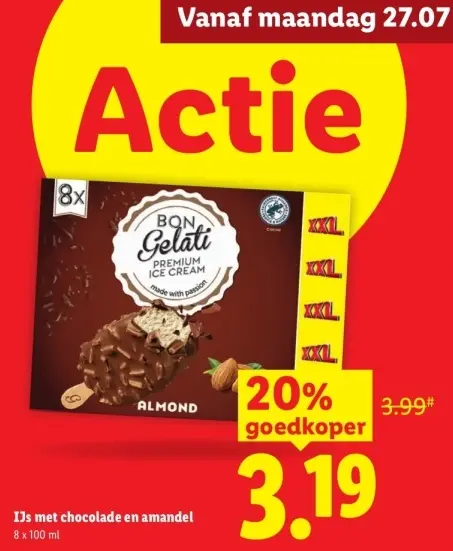 Aanbieding: IJs met chocolade en amandel