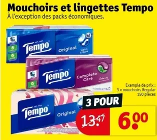 Offre: Mouchoirs et lingettes