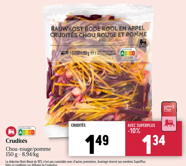 Offre: Rauwkost Rode Kool en Appel Crudités Chou Rou