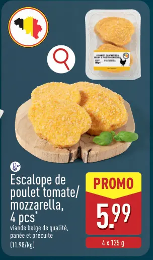 Offre: Escalope de poulet tomate/mozzarella
