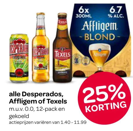 Aanbieding: Desperados, Affligem of Texels