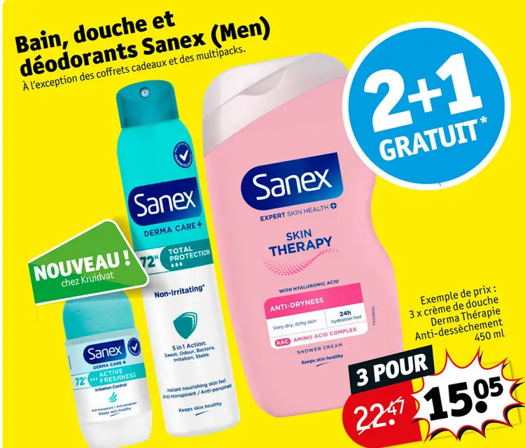 Offre: Bain, douche et déodorants Sanex