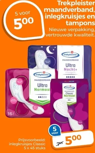 Aanbieding: Maandverband, inlegkruisjes en tampons