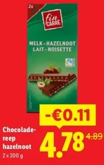 Aanbieding: Chocoladereep hazelnoot