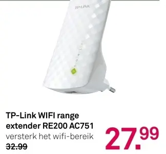 Aanbieding: TP-Link WIFI range extender RE200 AC751