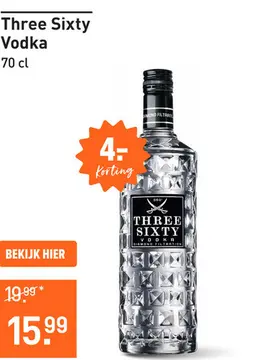 Aanbieding: Three Sixty Vodka 70CL Mixen