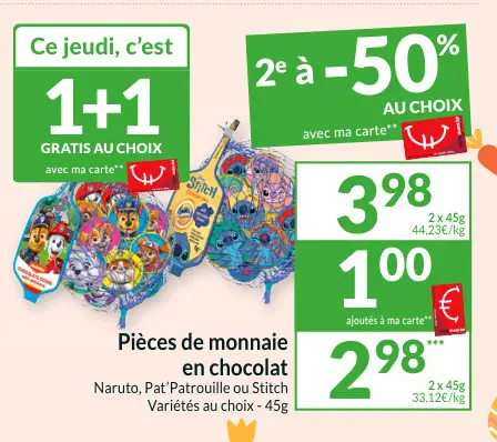Offre: Pièces de monnaie en chocolat