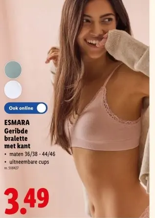 Promotie: Geribde bralette met kant