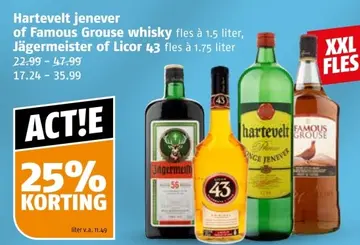 Aanbieding: Hartevelt jenever of Famous Grouse whisky Jägermeister of Licor 43