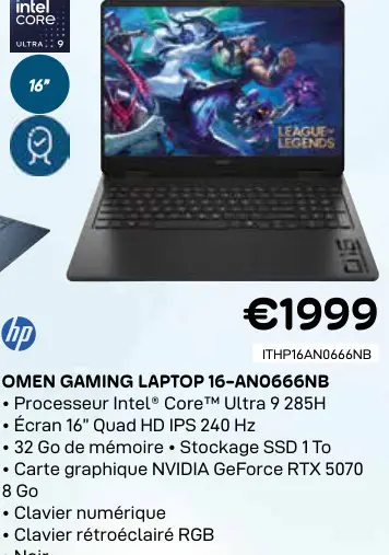 Offre: Omen gaming laptop 16-an0666nb