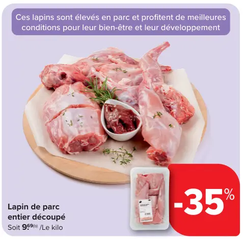 Offre: Lapin de parc entier découpé