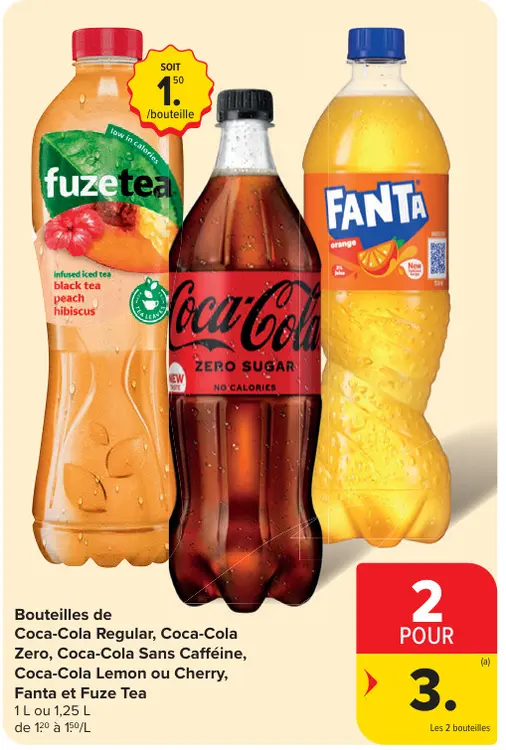 Offre: Bouteilles de Coca-Cola Regular, Coca-Cola Zero, sans Cafféine ou Lemon ou Cherry