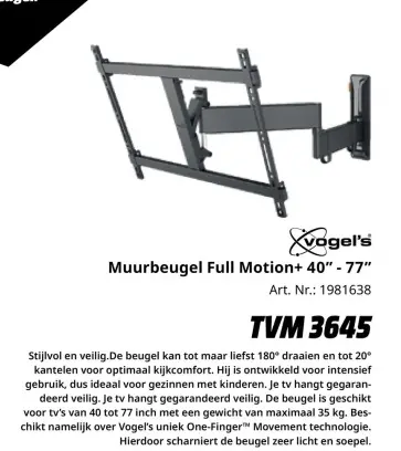 Promotie: Muurbeugel Full Motion+ 40" - 77"