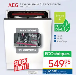 Offre: Lave-vaisselle full encastrable