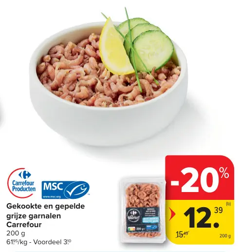 Promotie: Gekookte en gepelde grijze garnalen