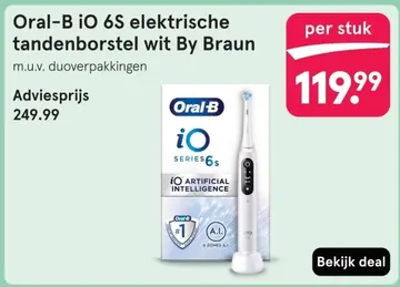Aanbieding: Oral-B IO 6S elektrische tandenborstel wit by Braun