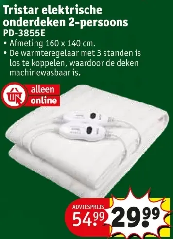 Promotie: Tristar elektrische onderdeken 2-persoons