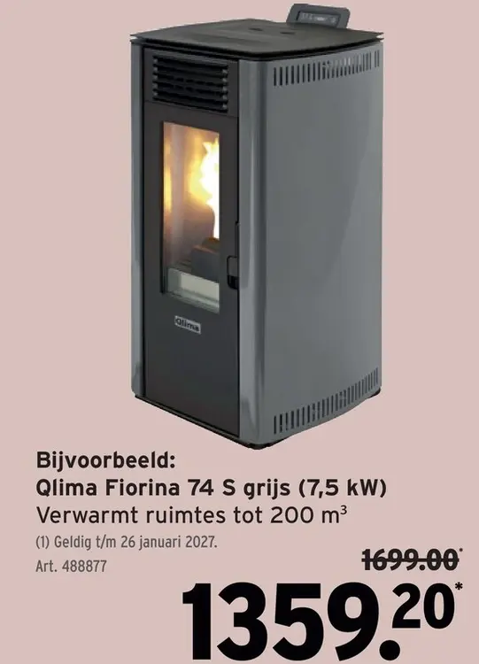 Promotie: Qlima Fiorina 74 S grijs (7,5 kW)