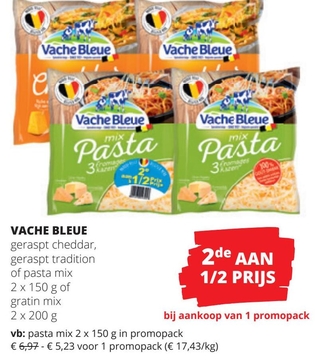 Aanbieding: VACHE BLEUE geraspt cheddar, geraspt tradition of pasta mix