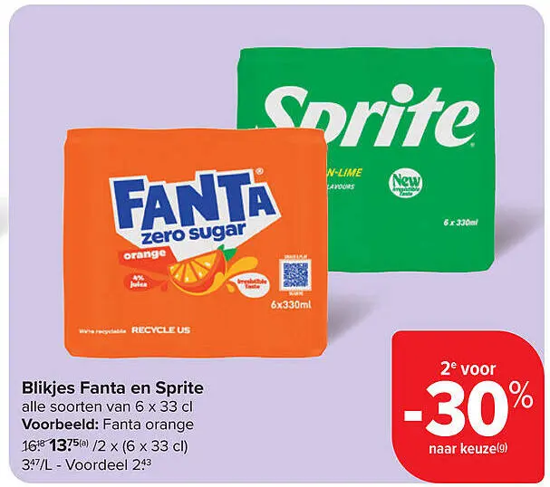 Aanbieding: Blikjes Fanta en Sprite