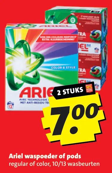 Aanbieding: Ariel waspoeder of pods